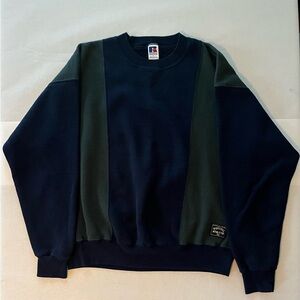 Russell Athletics Green Color-block Crewneck Size L